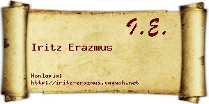 Iritz Erazmus névjegykártya